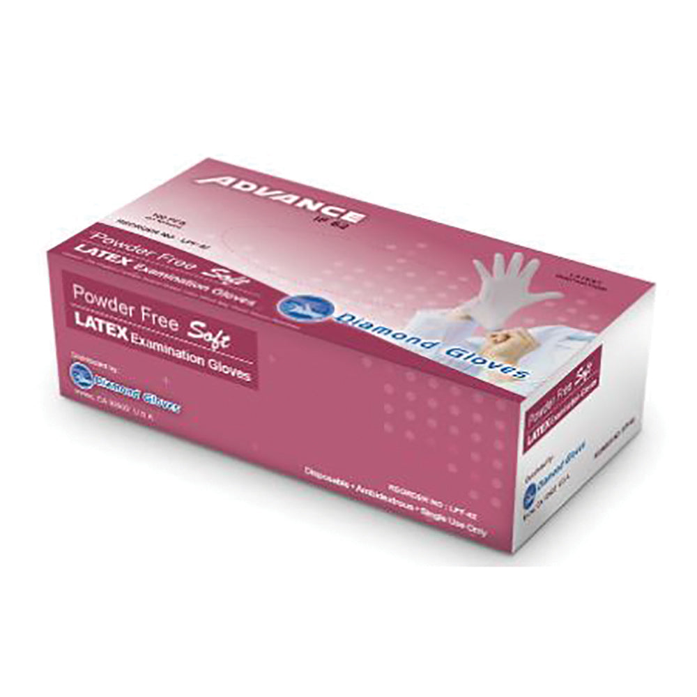 Diamond Gloves 6Mil Powder Free White Latex Exam Glove 100/Box Small