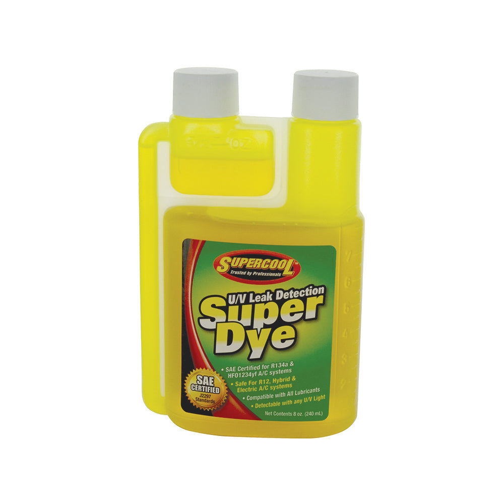 U/V Leak Detection Dye safe for R143a- HFO-1234yf- Hybrid and Electric A/C Systems - 8 Oz