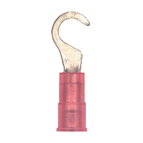 22-18 Gauge Hook Terminal #10 Stud Nylon Insulated Red