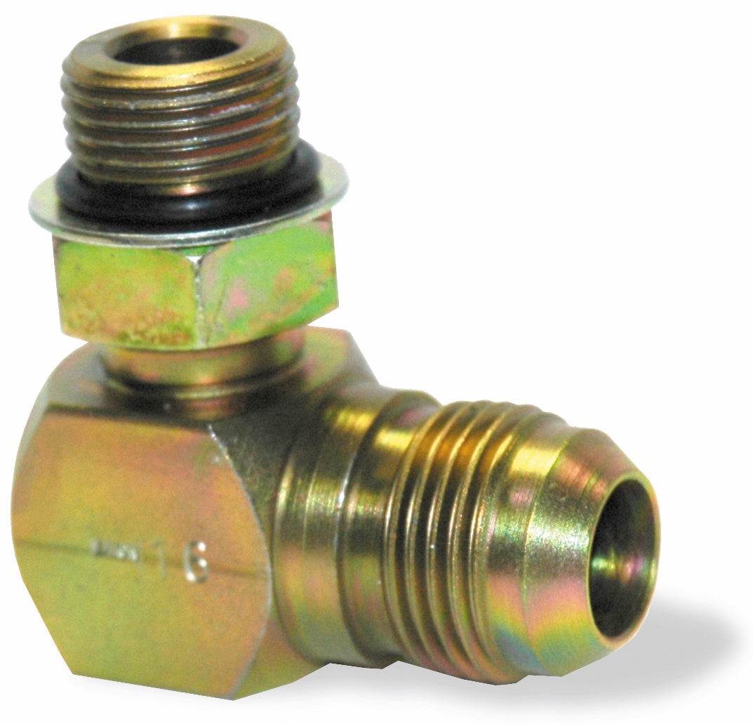 3/4" x 1/2" 5000 Psi Zinc Plated Crbn Steel Male Boss O-Ring 90° Elbow To Male JIC 37° Male Boss O-Ring Adapter