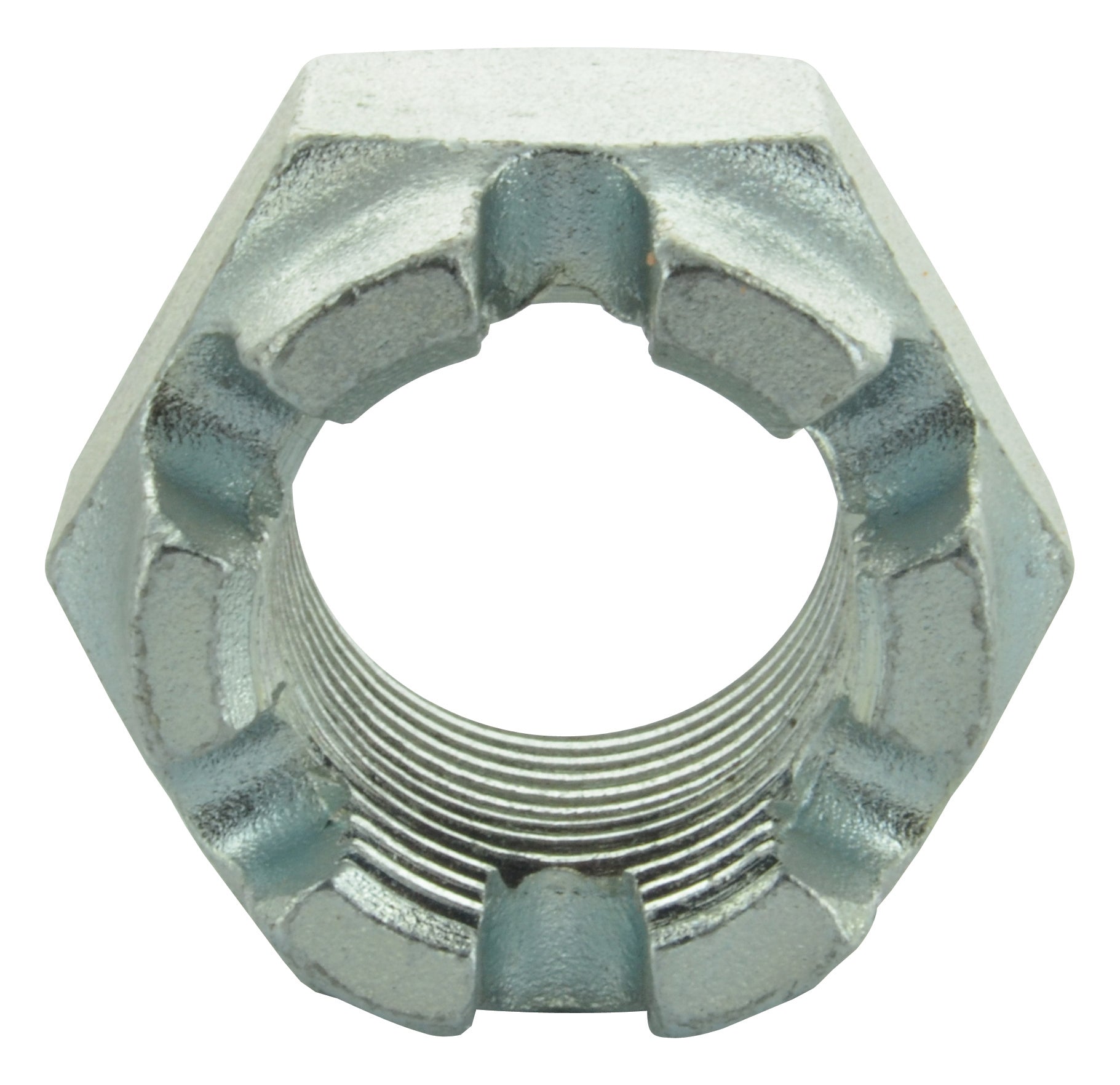 M8 x 1.25 Coarse Zinc Plated Steel Din 935 Slotted Hex Nut