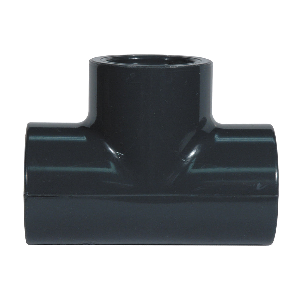 1/2 Inch Socket x Fipt Sch 80 Dark Gray Pvc Tee