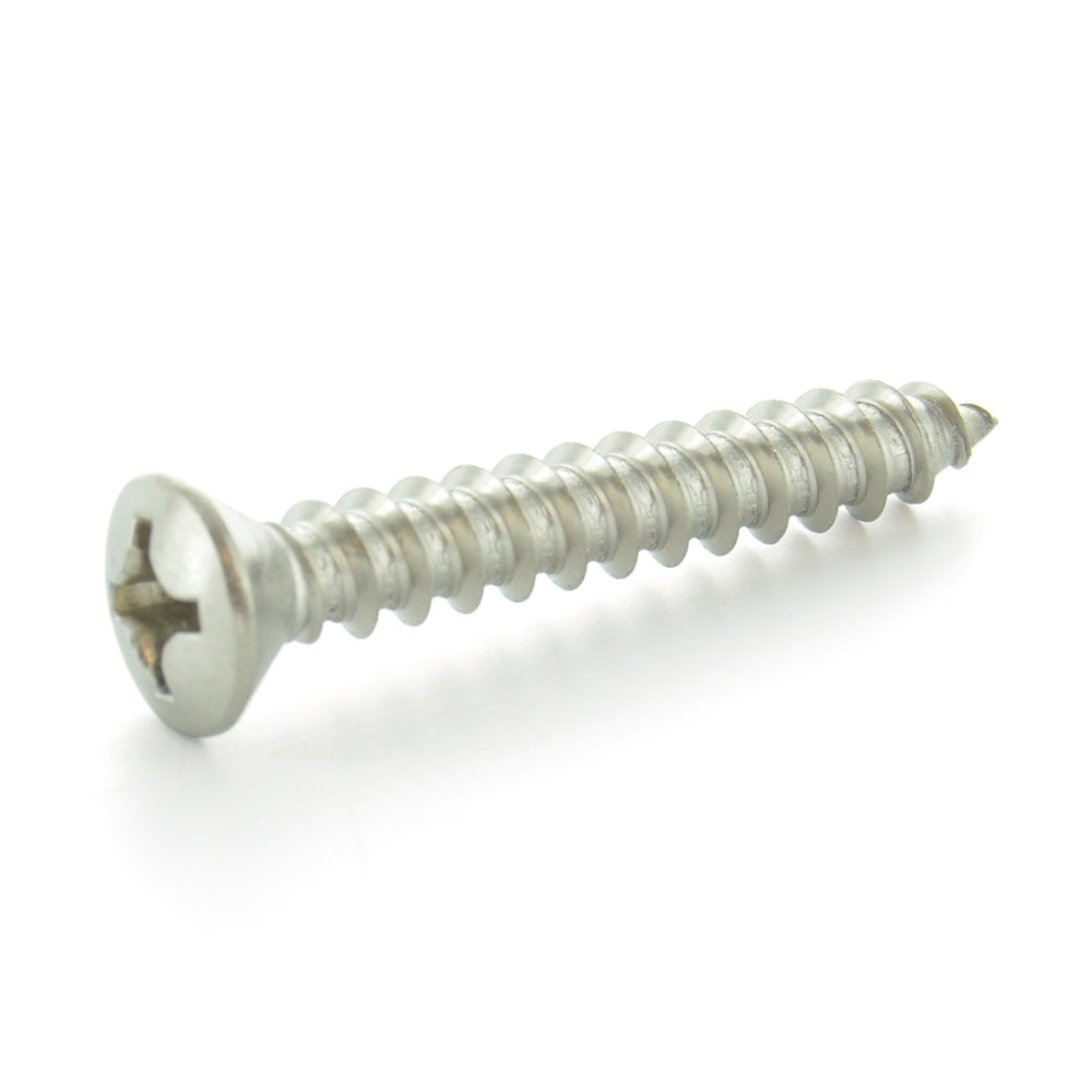 #8-15 x 1-1/4 Inch Plain 18-8 (A2) Stainless Steel Oval Head Type-A Self-Tapping Sheet Metal Screw