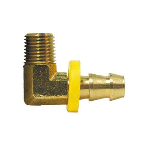 3/8 Inch X 1/4 Inch MPT X Barb Hose CA360 Brass Barb-Tite 90 Degree Male Pipe Rigid Elbow