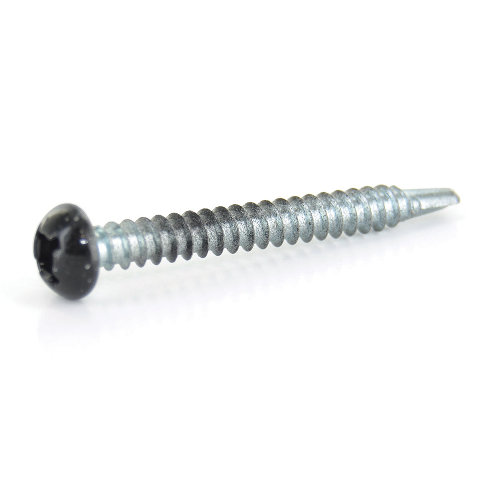 #8 x 3/4 Inch Painted Self-Drilling Pan Head Square Drive Screws - Black