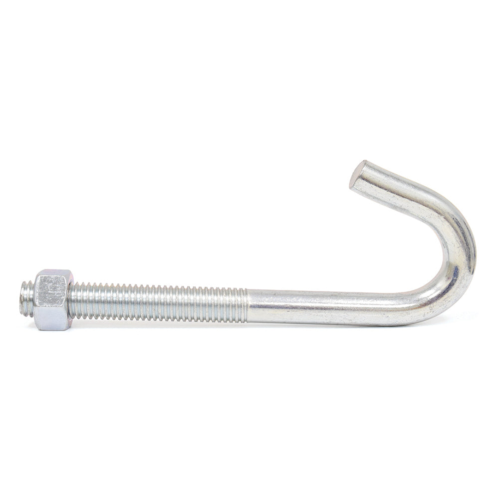 1/4-20 x 2-5/16 Inch Coarse Zinc Plated Steel J-Bolt With Hex Nut