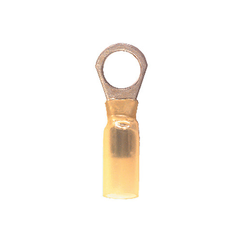 12-10 Gauge Ring Terminal Solder Shrink Nylon Insulated 3/8" Stud Yellow