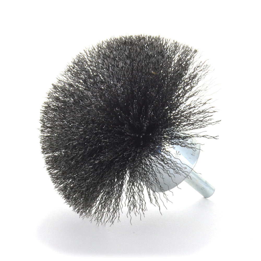 3 Inch X 0.008 Inch X 1/4 Inch Stem Mounted Carbon Steel Circular Flared Specialty Brush