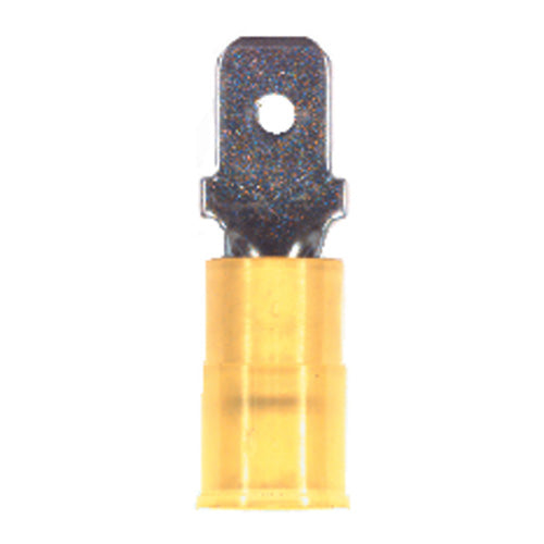 12-10 Gauge Male Push On Connector 1/4" Tab Nylon Insulated Yellow