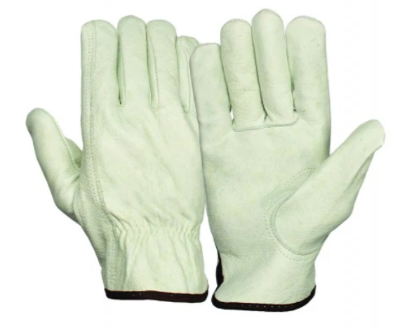 Leather driver glove w abrasion & puncture resistance,keystone thumb,gun cut,elastic back,& slip-on cuff size - Large