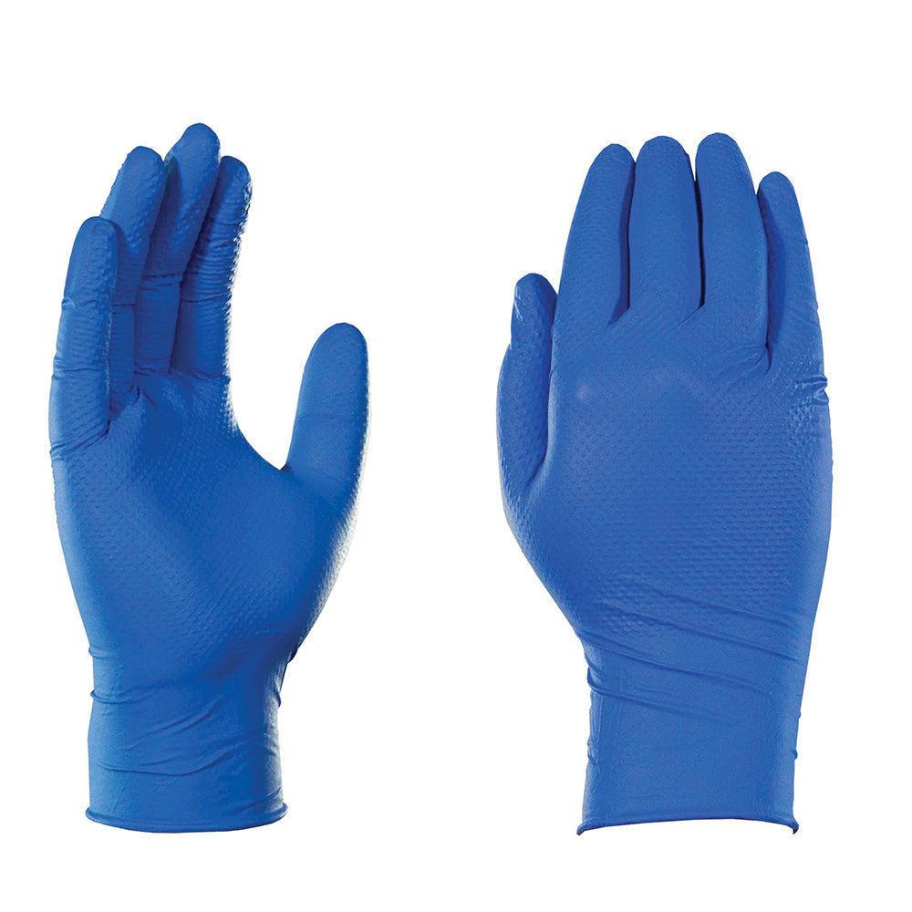 Ammex Gloveworks Heavy Duty Royal Blue Nitrile Gloves Box of 100,  6 mil