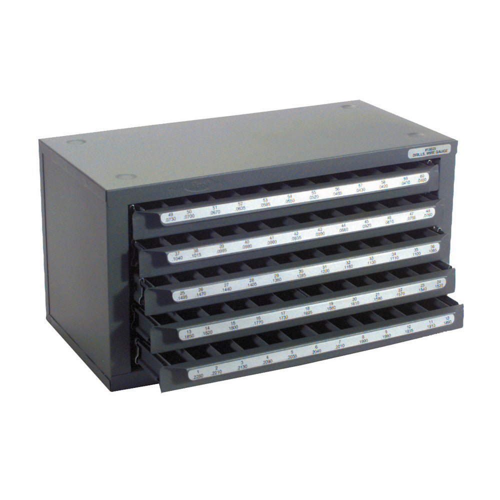 60 Slot Drill Dispenser For #1-#60 Wire Gauge Drill Sizes Gray Steel