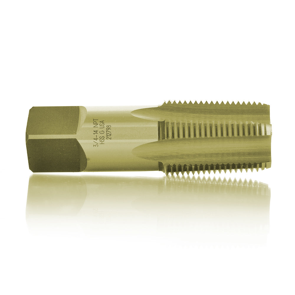 1-1/4-11-1/2 NPT Gold Finish High Speed Moly/Tungsten Steel Pipe Tap