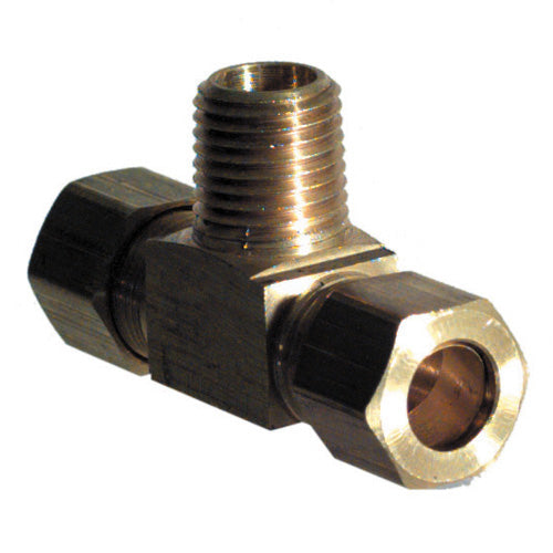 1/2 Inch Tube X 3/8 Inch Male Pipe Brass Compression Tube Male Branch Tee