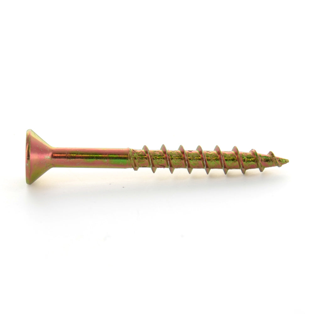 #8 x 3/4 Inch Yellow Zinc Plated Steel Slotted/Phillips Flat Head Wood Screw