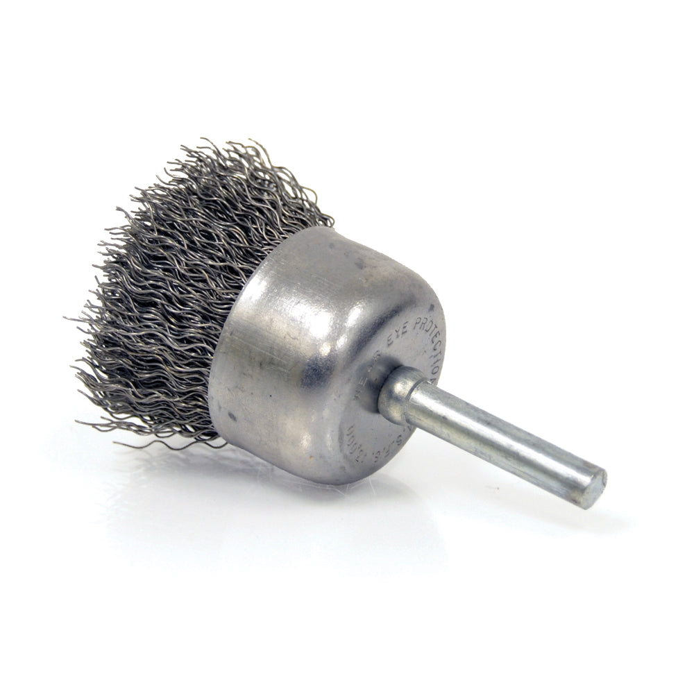 1-1/4 Inch x 0.014 Inch x 1/4 Inch Stem Mounted Carbon Steel Crimped Wired Cup Brush