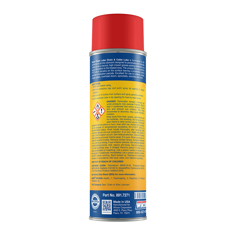Winzer Super Clean Lube Chain And Cable Lubricant With Ptfe - 14 Oz Net Weight - Aerosol
