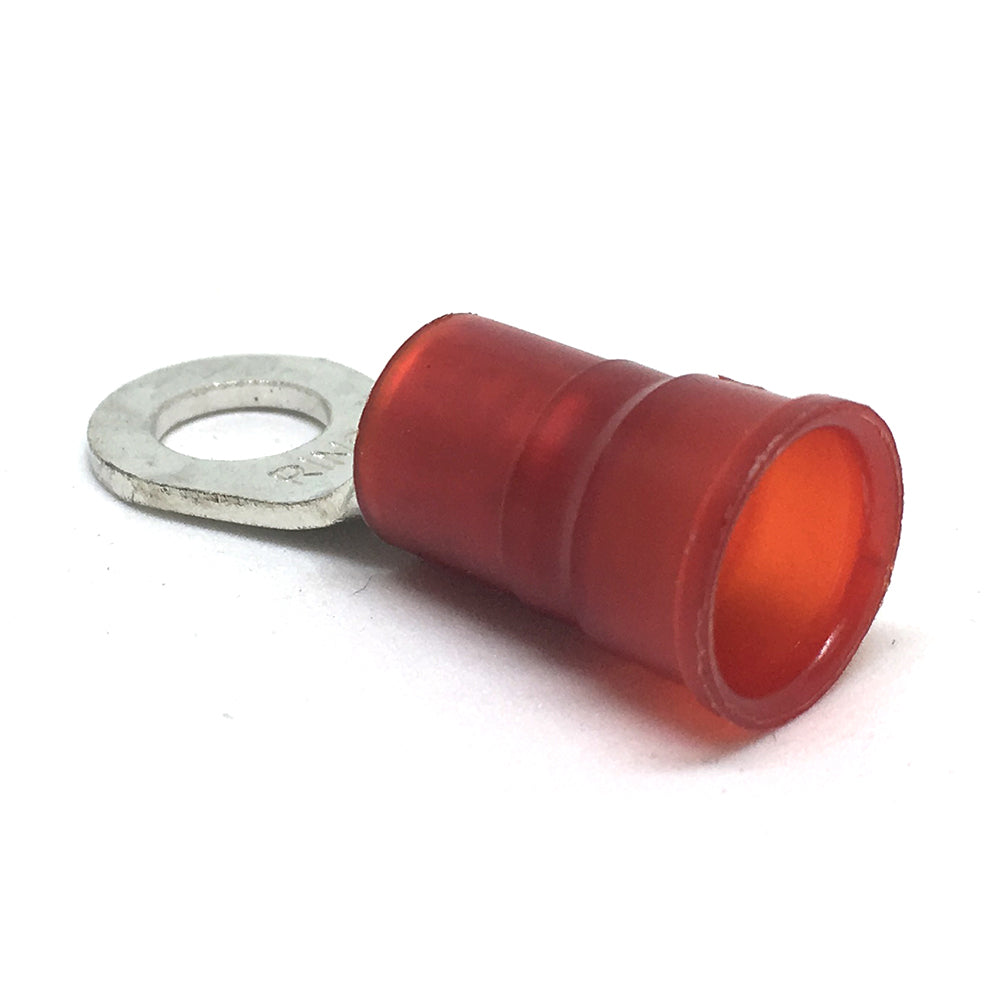 8 Gauge Nylon Insulated Ring Terminal Red 1/4 Inch Stud