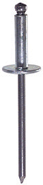 0.313 - 0.375 Inch Grip 1/8 Inch Dia X 0.525 Inch Trivalent Zinc Plated Steel Large Flange Dome Head Blind Rivet