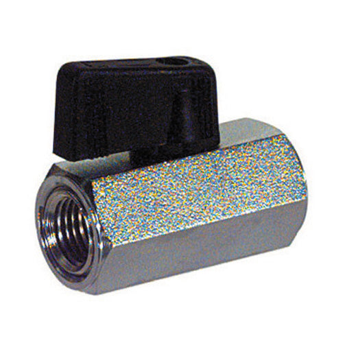 3/8-18 Inch Mini Ball Valve With One Piece Body - Female X Male Chrome Plated Brass