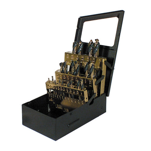 29 Piece Amber Gold High Molybdenum Tool Steel 3 Flats 3/8 Inch Reduced Shank Mechanics Length Drill Set With Index