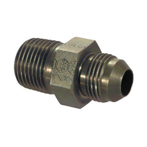 1/8 Inch X 1/4 Inch 10000 Psi Zinc Plated Carbon Steel Male JIC To Male Pipe JIC 37 Degree Adapter