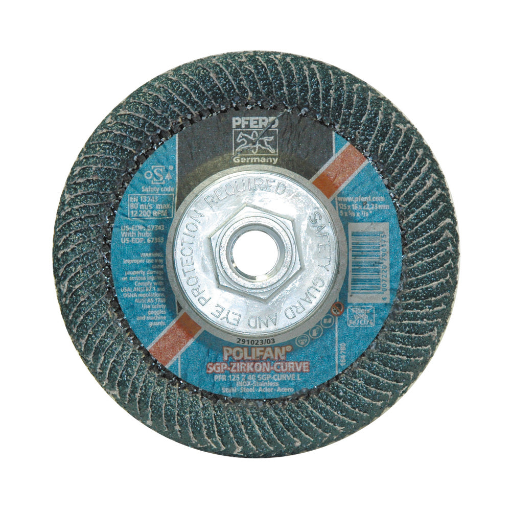 5 Inch X 5/8-11- Z Sgp Curve Steelox, 40 Grit Flap Disc, 5/16 Radius, Zirconia Alumina