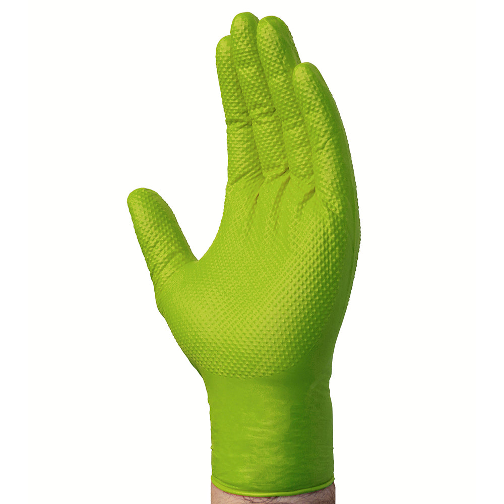 Ammex Gloveworks Heavy Duty Green Powder-Free Nitrile Disposable Gloves Box of 100, 7 mil