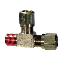 1/2 Tube X 3/8 Inch Brass Male Run Tee D.O.T. Air Brake Fitting With Sealant