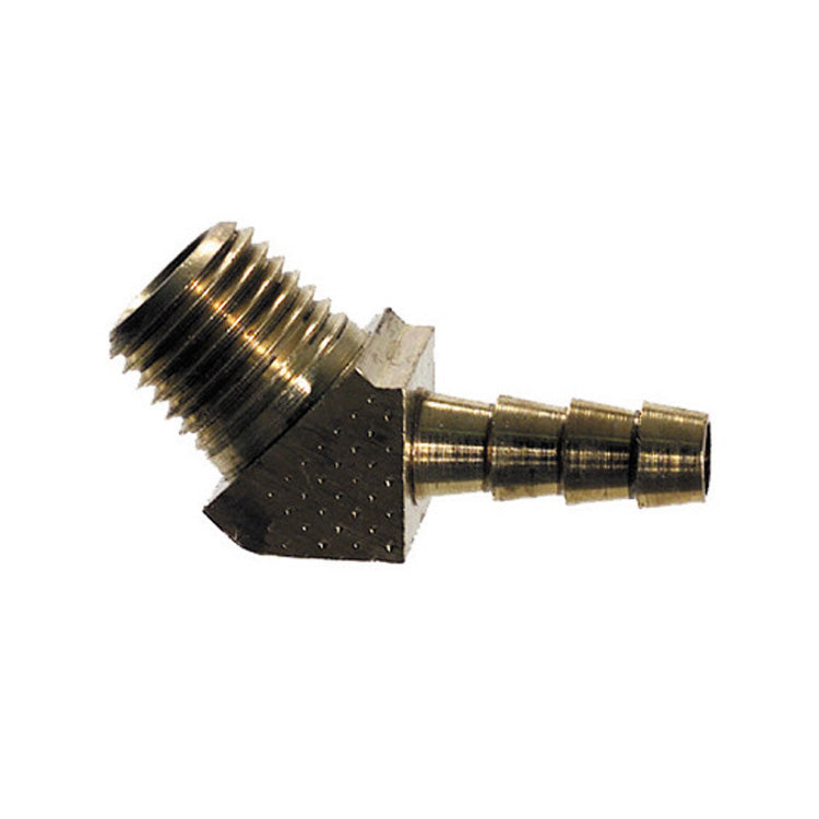 1/4 Inch X 3/8 Inch MPT X Barb Hose CA360-Ca345 Brass 45 Degree Elbow