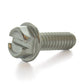 1/4-20 x 3/4 Inch Coarse Plain 18-8 (A2) Stainless Steel Hex Slotted Drive Indented Hex Washer Head Machine Screw