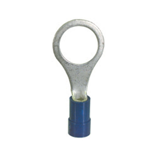16-14 Gauge Ring Terminal 3/8" Stud PVC Insulated Blue