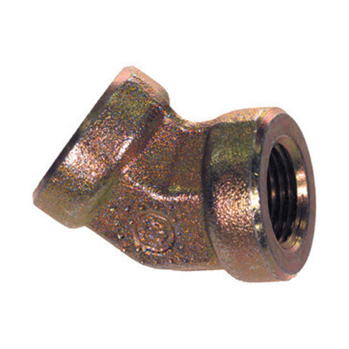 1/2 Inch 3000 Psi Zinc Plated Yellow Dichromate Carbon Steel 45 Degree Elbow