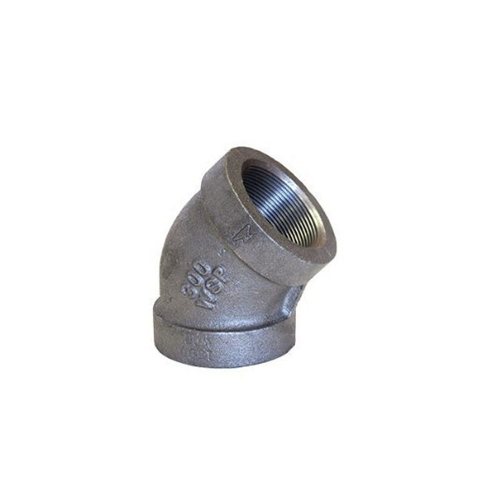 3/8 Inch Sch 80 Fnpt Black Malleable Iron 45 Degree Elbow