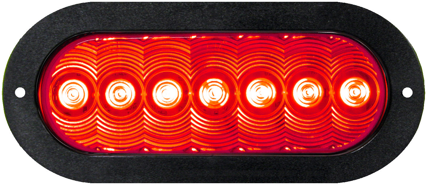 LED Stop/Turn/Tail, Oval, Amp, Narrow Flange-Mount 7.88″X3.31″- Red W/White Diodes