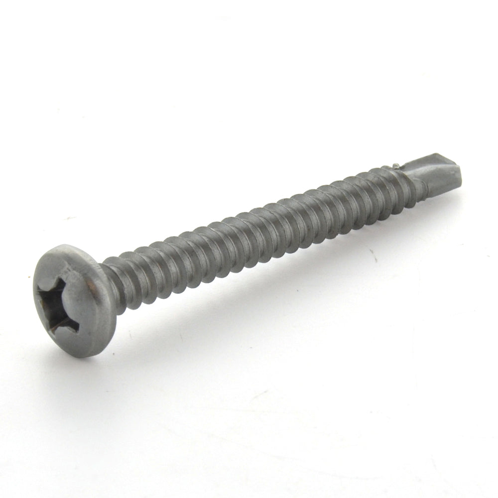 #6 x 1/2 Inch Plain 410 Stainless Steel #2 Point Pan Head Self-Drilling Tek Screw