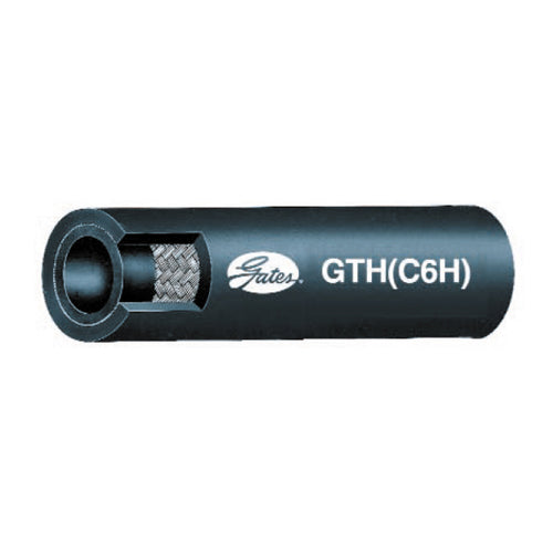 1/4 Inch Id X 0.5 Inch Od Black Synthetic Rubber Gth (C6H) High-Temperature 1-Fiber Braid Hose - Sold Per Foot