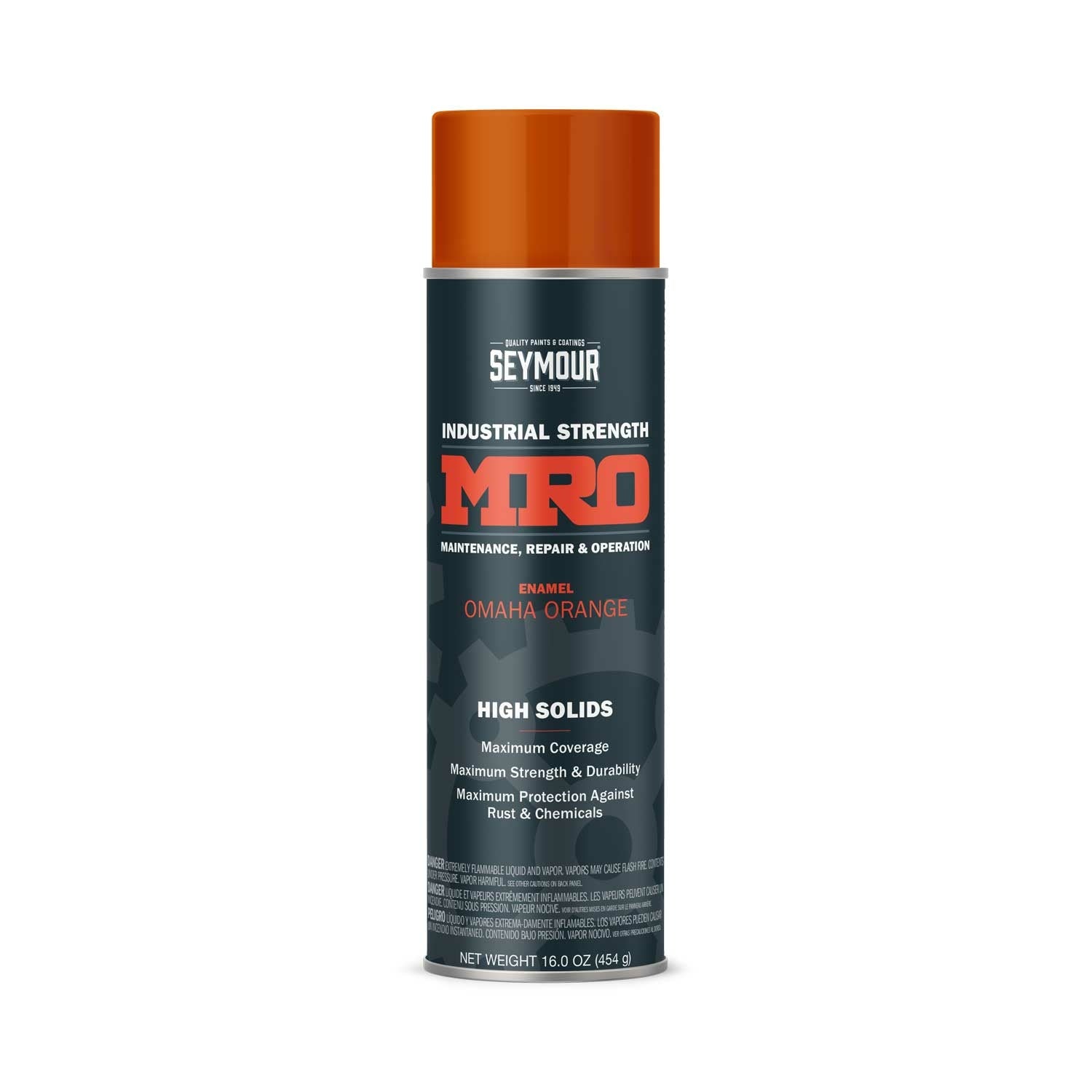 MRO Industrial High-Solids Spray Paint- Omaha Orange - 16 OZ. Net Fill Wt.