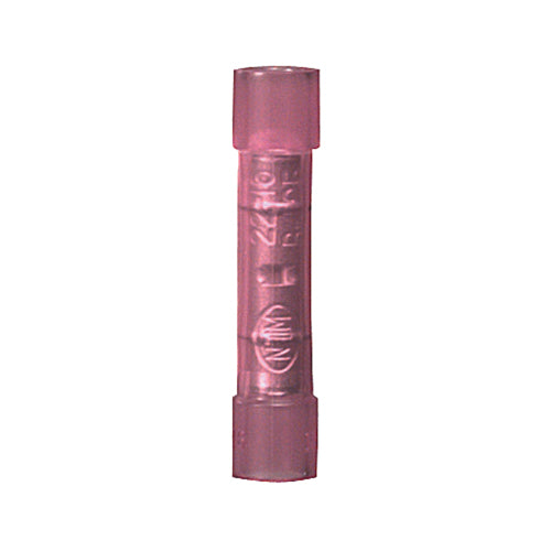 22-16 Awg Red Electrolytic Copper Terminal Nylon Insulated Flared Butt Connector