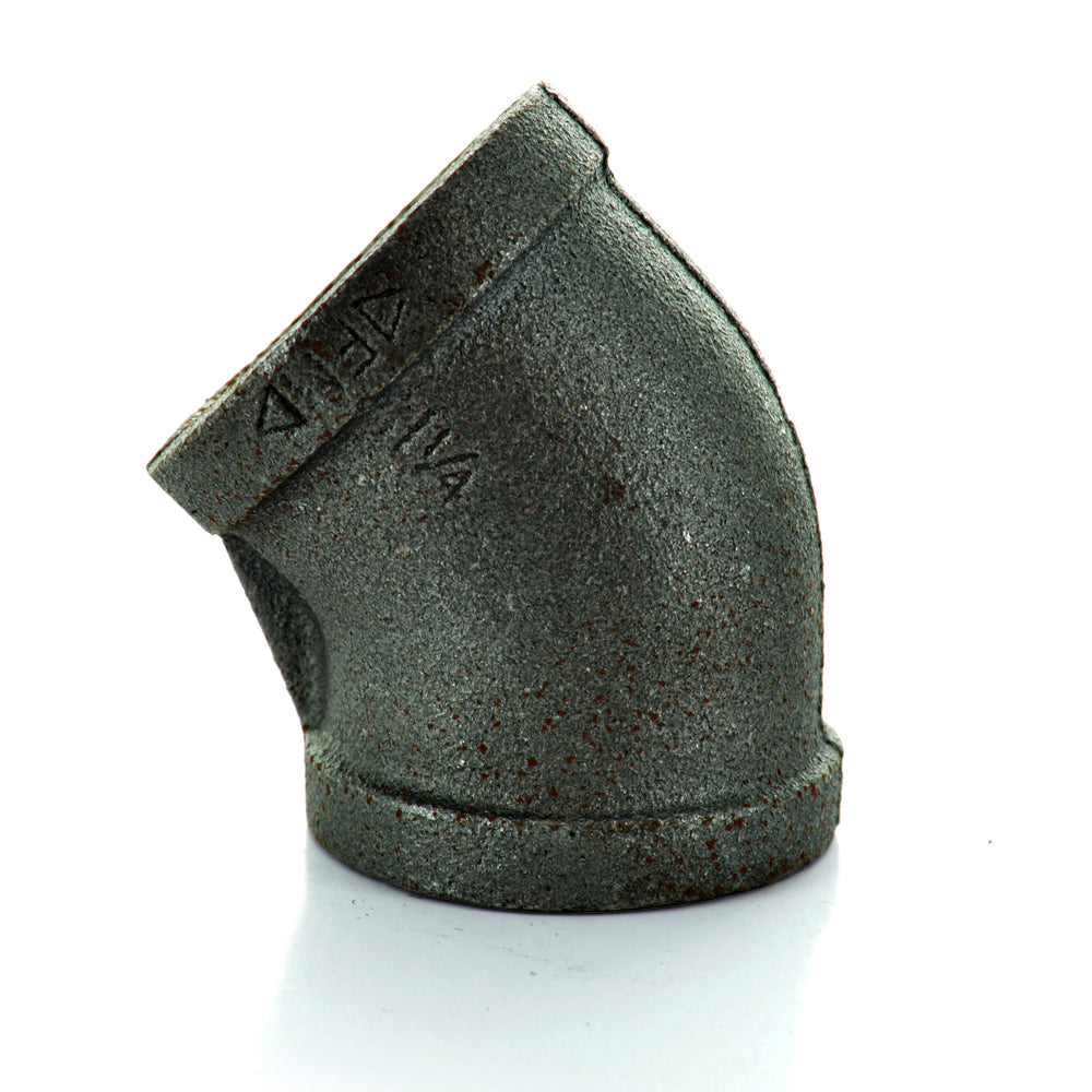 1-1/2" Schedule 40 Female NPT Black Welded Malleable Iron 45 Degree Elbow USA