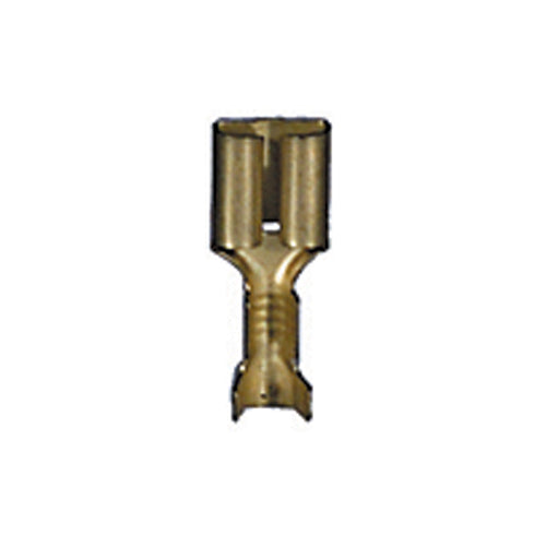 16-14 Gauge Uninsulated Brass Female Push On Locking Terminal 1/4" Tab Tin Plated
