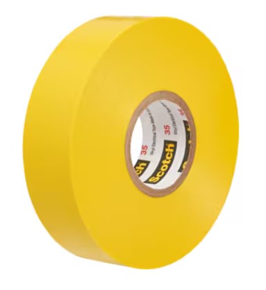 3/4 Inch x 66 ft Scotch 35 Vinyl Electrical Color Coding Tape Yellow