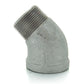 1/2" Schedule 40  Female NPT Galvanized Welded Malleable Iron 45 Degree Street Elbow USA