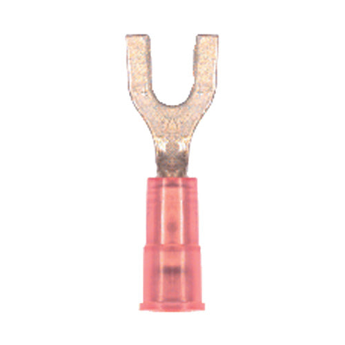 22-18 Gauge Fork Spade Terminal #6 Stud Nylon Insulated Red