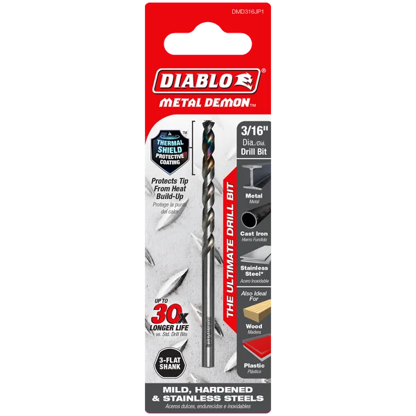 3/16 Inch Metal Demon 130-Degree Hybrid Split Point Tip