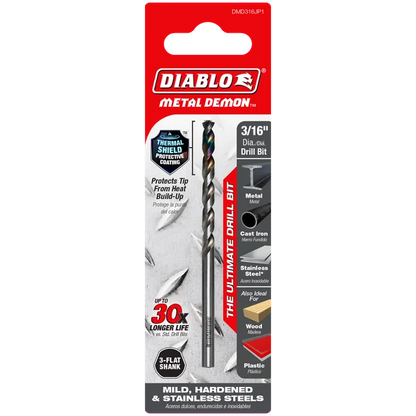 3/16 Inch Metal Demon 130-Degree Hybrid Split Point Tip