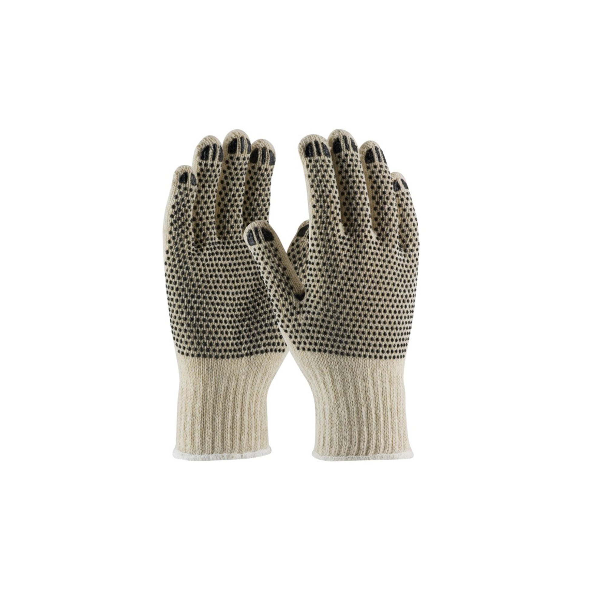 Natural White Cotton Polyester PVC Dots Premium Glove - X-Large