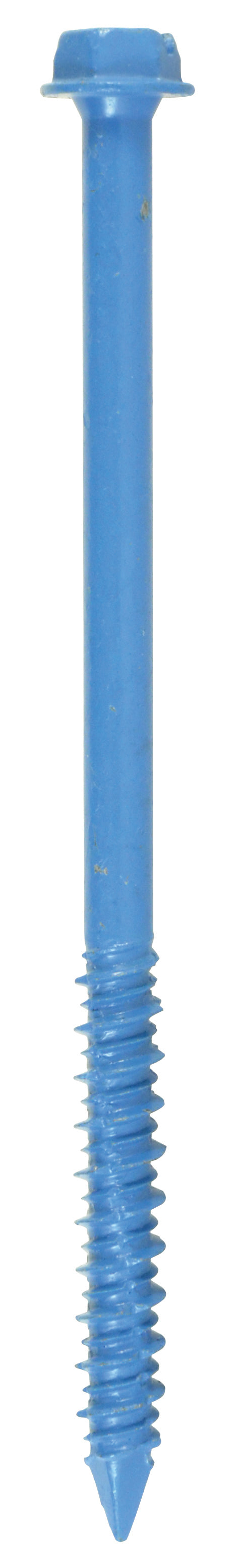 3/16 Inch x 1-1/4 Inch Slotted Hex Head Concrete Screw Anchor Blue Ceramic Coated Carbon Steel