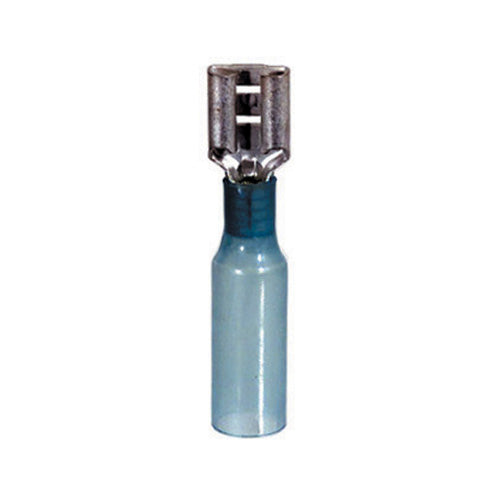 16-14 Gauge Female Push On Connector 1/4" Tab Heat Shrink Nylon Insulated Blue