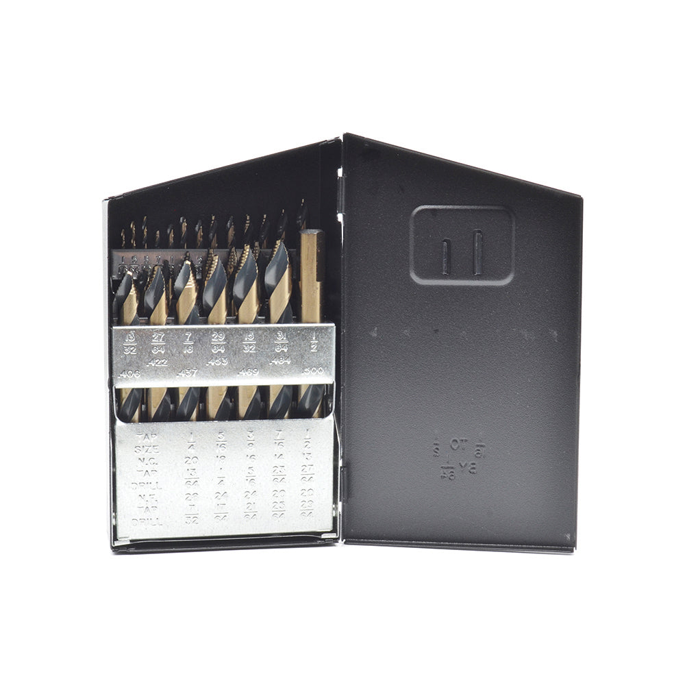 29 Piece ShopPro Cyclone Mechanics Length Drill Set- 3 Flats On Shank- With Rugged Heavy Gauge All�Steel Case Index 1/16" - 1/2" By 64ths